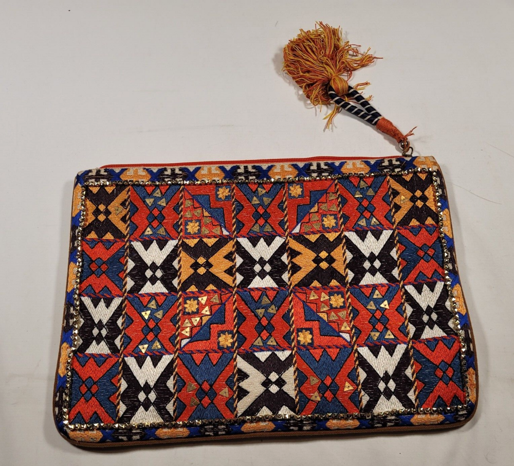 Steven by Steve Madden JLunar Spice Textured Zippered Clutch Bag Orange Native